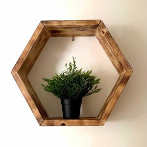 Étagère hexagonale en bois
