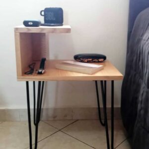 Table de chevet Design en bois & Fer forgé