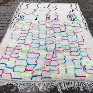 Tapis Azilal, écru et motifs colorés - 2 - 170 x 250 cm